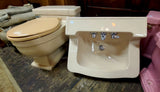 Vintage Case Plumbing set of Case 1000 Toilet & Shelf Back Sink w/Legs & towel Racks in Sun Tan