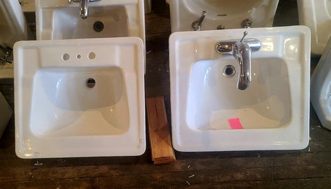 Pair of Vintage MCM White Counter Sinks by Standard (American Standard)