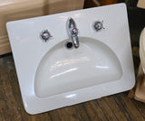 Large Vintage Crane Diana Wall Sink in White with Original Faucet Set