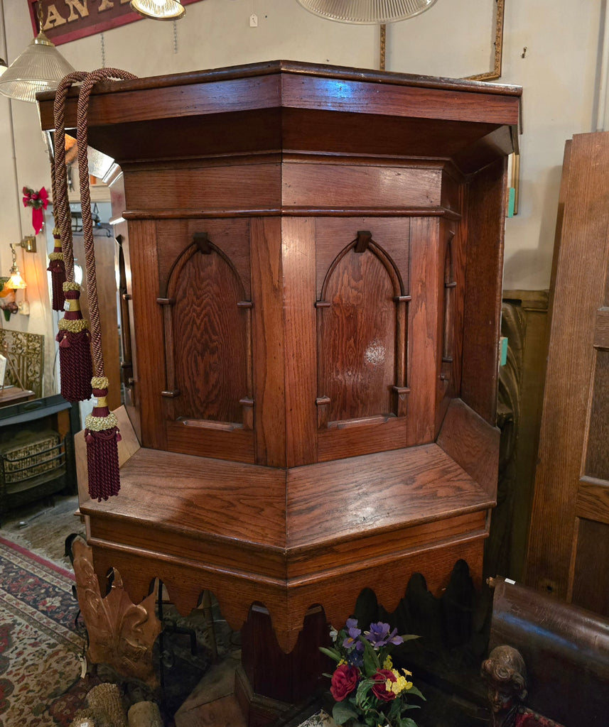 Vintage Gothic Church Pulpit with Canopy in Oak – Toledo Architectural ...