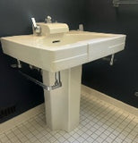 Vintage 1937 White Art Deco "Neuvogue" Pedestal Sink by Crane