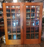 Vintage Pair of Oak French Doors with Hardware.