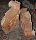 Pair of Large Hand Carved Mahogany Corbel with Grapes