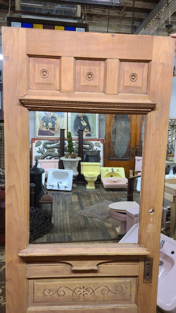 Antique Victorian Entry Door in Cherry with Raised Decorative Panels