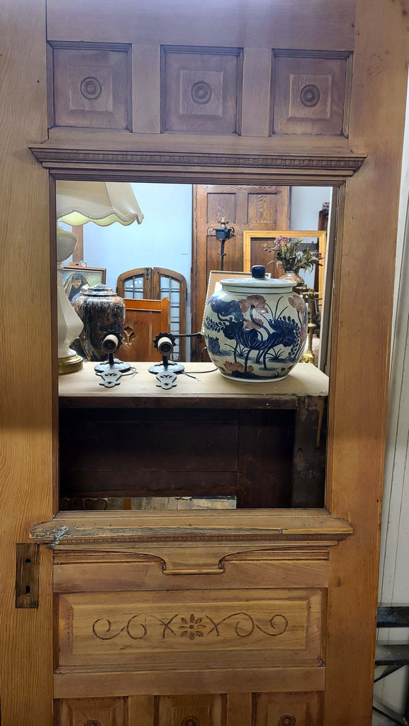 Antique Victorian Entry Door in Cherry with Raised Decorative Panels