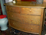Antique Oak Dresser with Oval Mirror