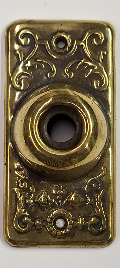Antique Stamped Brass Door Bell Cover By Reading Hardware Co Clifton antique-stamped-brass-door-bell-cover-by-reading-hardware-co-clifton