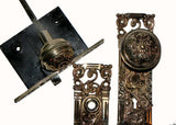 Antique Door Hardware Bronze Entry Set "Franconia" Pattern by Nashua Lock Co.