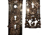 Antique Door Hardware Bronze Entry Set "Franconia" Pattern by Nashua Lock Co.