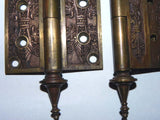 Antique 1869 Decorative Bronze 3" x 3" Motor Box Hinges