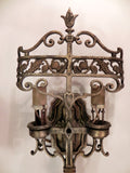 Antique Bronze Wall Sconces with Thistles & Grapevines