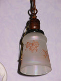 Vintage Arts & Crafts Drop Shade Light Fixture with Etched Shades