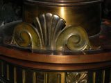 Large Vintage Antique Cast Bronze Cylinder Light with White Glass