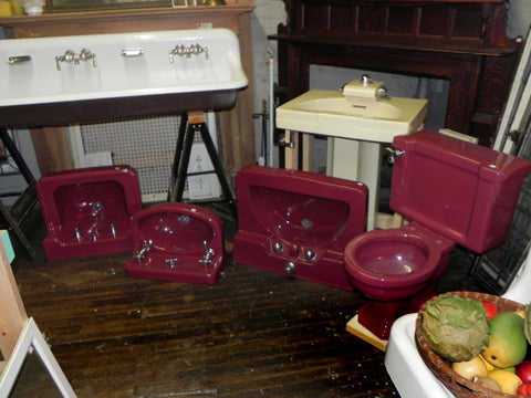 Vintage "Tang Red" and "Persian Red" Plumbing Fixtures by Standard & Crane Plumbing Companies