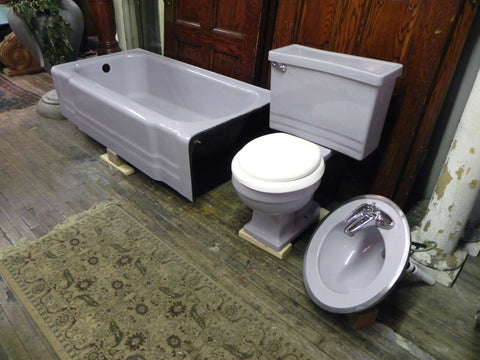 Vintage "Dusty Lilac" Bathroom Suite: Tub,  Toilet, Counter Sink by Rheem