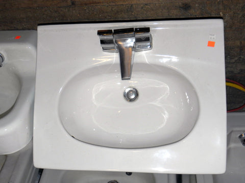Retro Vintage Sears White China Sink with Original Faucet
