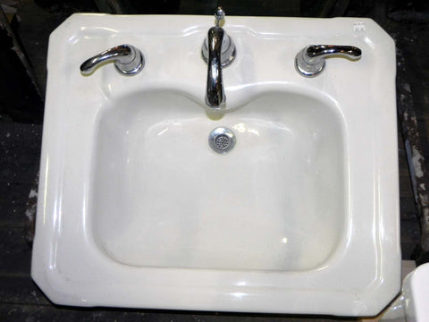 Vintage White Porcelain Cut Corner Sink