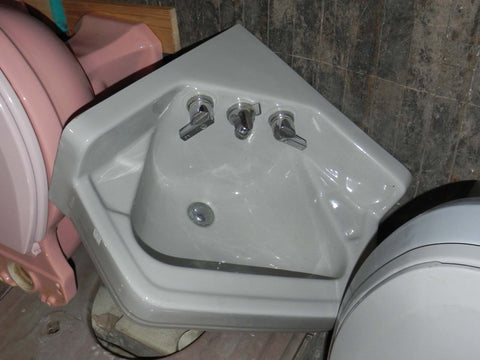 Vintage Gray Vitreous China Corner Sink Wall Sink by Standard