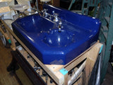 Vintage Navy Blue Porcelain over Cast Iron Standard Bathroom Dental Sink