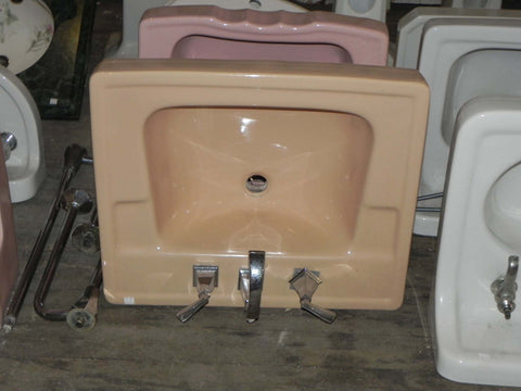 Vintage Standard Fawn Beige Wall Sink w/Legs