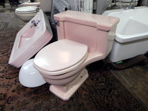 Vintage Crane "MANOR" Pink One Piece Art Deco Lowboy Toilet
